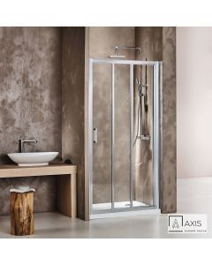 Συρόμενη τριπλή πόρτα καμπίνας ντουζιέρας AXIS 90 ύψους 185εκ.  ρυθμιζόμενη από 87 έως 91εκ. Clean Glass Chrome SL3X90C-100