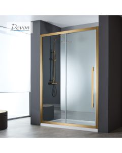 Συρόμενη πόρτα καμπίνας ντουζιέρας Noxx 120 ύψους 200εκ.  ρυθμιζόμενη από 117 έως 119εκ. Devon Clean Glass AISI304 PVD Bronze Brushed SLN120C-221