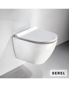 Λεκάνη Κρεμαστή Rimless SMART36/48,5 , κάλυμμα Slim Soft Close 9001SC, Serel White SM3600SC-300