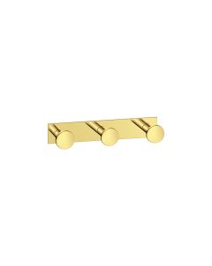 Sanco Bath Robe Hook & Door Stop Τριπλό Άγκιστρο PVD χρυσό ορείχαλκο γυαλιστερό 00683-PVD-02PL