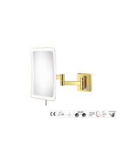 Sanco LED Cosmetic mirrors Μεγεθυντικός καθρέπτης x3 με LED PVD χρυσό ορείχαλκο γυαλιστερό MRLED-301-PVD-02PL