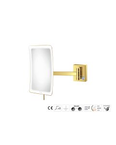 Sanco LED Cosmetic mirrors Μεγεθυντικός καθρέπτης x3 με LED PVD χρυσό ορείχαλκο γυαλιστερό MRLED-305-PVD-02PL