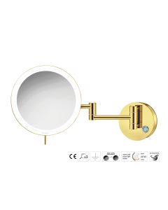 Sanco LED Cosmetic mirrors Μεγεθυντικός καθρέπτης x3 με LED PVD χρυσό ορείχαλκο γυαλιστερό MRLED-701-PVD-02PL