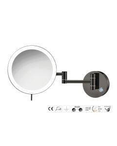 Sanco LED Cosmetic mirrors Μεγεθυντικός καθρέπτης x3 με LED PVD gun metal γυαλιστερό MRLED-701-PVD-05PL