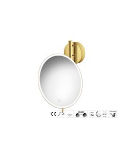 Sanco LED Cosmetic mirrors Μεγεθυντικός καθρέπτης x5 με LED PVD χρυσό ορείχαλκο γυαλιστερό MRLED-764-PVD-02PL