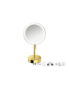 Sanco LED Cosmetic mirrors LED Επικαθήμενος Καθρέπτης μεγεθυντικός x3 PVD χρυσό ορείχαλκο γυαλιστερό MRLED-903-PVD-02PL