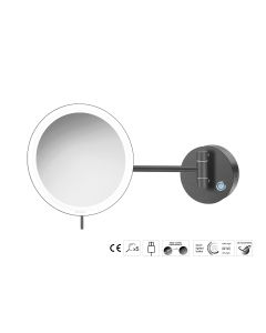 Sanco LED Cosmetic mirrors LED Καθρέπτης μεγεθυντικός x3 usb charging Σκούρο γραφίτη MRLED-905-122