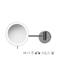 Sanco LED Cosmetic mirrors LED Καθρέπτης μεγεθυντικός x3 usb charging PVD gun metal βουρτσιστό MRLED-905-PVD-05BR