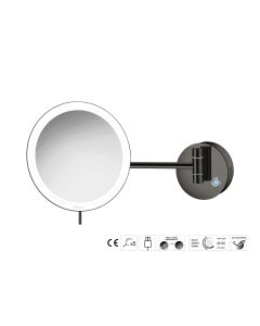 Sanco LED Cosmetic mirrors LED Καθρέπτης μεγεθυντικός x3 usb charging PVD gun metal γυαλιστερό MRLED-905-PVD-05PL