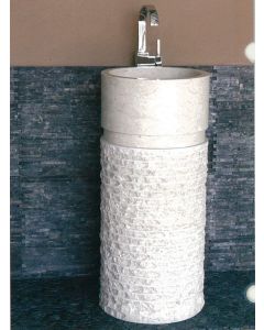 Νιπτήρας Πέτρινος Γυαλιστερός Ø40xH90cm Tube Beige Bati Stone