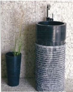 Νιπτήρας Πέτρινος Ø40*90cm Tube Nero Glossy Bati Stone