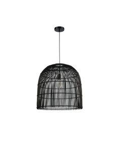 Φωτιστικό Κρεμαστό 35cm Ράταν Μαύρο Μονόφωτο 1xE27 Sun Light UTEN-35-B