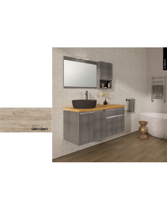 Έπιπλο Μπάνιου Μ120xB50xY55cm Βάση-Πάγκος Μασίφ Ξύλο Πεύκο-Νιπτήρας-Καθρέπτης-Φωτιστικό-Άνω Ντουλάπι Μελαμίνη σε MDF Grey Craft Savvopoulos Ultima 04-8002