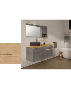 Έπιπλο Μπάνιου Μ120xB50xY55cm Βάση-Πάγκος Μασίφ Ξύλο Πεύκο-Νιπτήρας-Καθρέπτης-Φωτιστικό-Άνω Ντουλάπι Μελαμίνη σε MDF Ligfht Hickory Savvopoulos Ultima 04-8086