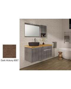 Έπιπλο Μπάνιου Μ120xB50xY55cm Βάση-Πάγκος Μασίφ Ξύλο Πεύκο-Νιπτήρας-Καθρέπτης-Φωτιστικό-Άνω Ντουλάπι Μελαμίνη σε MDF Dark Hickory Savvopoulos Ultima 04-8087