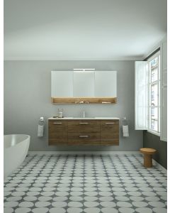 Έπιπλο Μπάνιου Μ151xB50xY55cm Βάση-Πάγκος-Νιπτήρας-Καθρέπτης Ντουλάπι-Φωτιστικό Δρυς σε Κ/Π Θαλάσσης Oak Walnut Savvopoulos Ultima 06