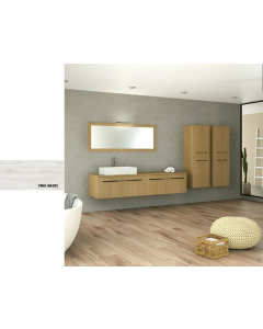 Έπιπλο Μπάνιου Μ140xB50xY35cm Βάση-Πάγκος-Νιπτήρας-Καθρέπτης-Φωτιστικό-2 Ερμάρια Μελαμίνη σε MDF Pine Wood Savvopoulos Ultima 08-8010
