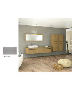 Έπιπλο Μπάνιου Μ140xB50xY35cm Βάση-Πάγκος-Νιπτήρας-Καθρέπτης-Φωτιστικό-2 Ερμάρια Μελαμίνη σε MDF Cemento Savvopoulos Ultima 08-8763