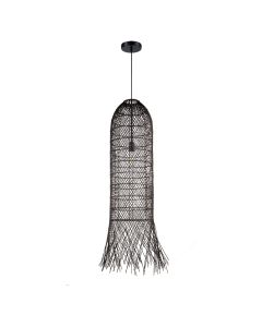 Φωτιστικό Κρεμαστό Μονόφωτο Ø27xH77cm 1xE27 Ράταν Μαύρο Sun Light VENTO-27-B