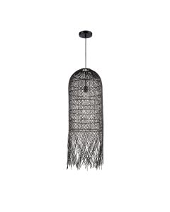 Φωτιστικό Κρεμαστό Μονόφωτο Ø33xH61cm 1xE27 Ράταν Μαύρο Sun Light VENTO-30-B