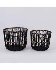 S/2 ΚΑΛΑΘΙΑ ΨΑΘΙΝΑ ΜΑΥΡΑ 32x32x28cm/ 27x27x25cm Eurolamp 819-00362