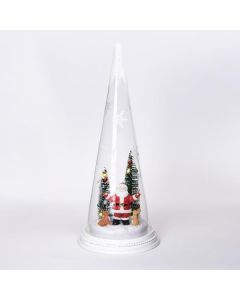 ΓΥΑΛΙΝΟΣ ΚΩΝΟΣ, ΦΩΤΙΖΟΜΕΝΟΣ, ΜΕ ΑΓΙΟ ΒΑΣΙΛΗ, 12x28cm Eurolamp 600-42851