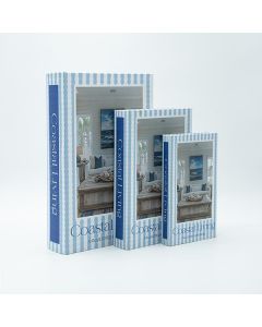 S/3 ΚΟΥΤΙ ΒΙΒΛΙΟ ΞΥΛΙΝΟ ΓΑΛΑΖΙΟ - ΛΕΥΚΟ 33x22x7cm / 26x17x5cm / 21x13x3cm Eurolamp 819-01366