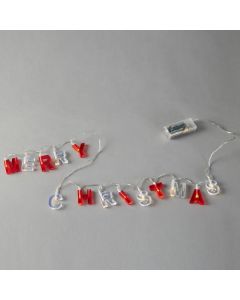 ΣΕΙΡΑ, 14 LED 5mm, 'MERRY CHRISTMAS' ΜΕ ΚΟΚΚΙΝΑ & ΑΣΠΡΑ ΓΡΑΜΜΑΤΑ, ΜΠΑΤΑΡΙΑΣ 2xAA, TIMER, ΔΙΑΦΑΝΟ PVC ΚΑΛΩΔΙΟ, ΘΕΡΜΟ ΛΕΥΚΟ LED ΑΝΑ 8cm, ΠΡΟΕΚΤΑΣΗ ΠΑΡΟΧΗΣ 30cm, IP20 Eurolamp 600-03241