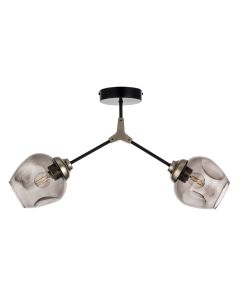 InLight Κρεμαστό φωτιστικό από μαύρο μέταλλο και φιμέ γυαλί 2XE27 D:60cm 6129-2-ΝΜ