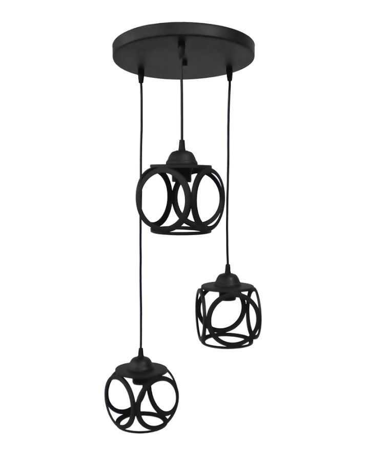 DM-05PENDEL 3/L BLACK ΚΡΕΜΑΣΤΟ ΑΝΙΣΟΠΕΔΟ ΚΥΒΟΣ ΜΕ ΚΥΚΛΟΥΣ ΜΕΤΑΛΛΙΚΟ Heronia 34-0384