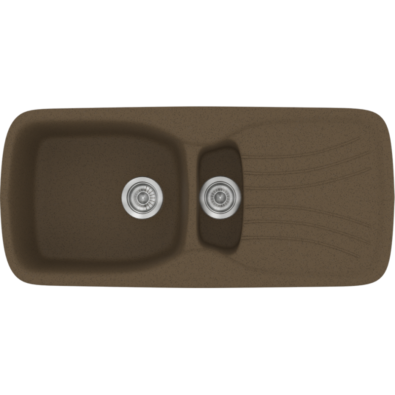 Νεροχύτης Κουζίνας 97x51cm Ένθετος Ερμάριο 60cm Συνθετικός Sanitec Classic 309-41-Granite-Rust