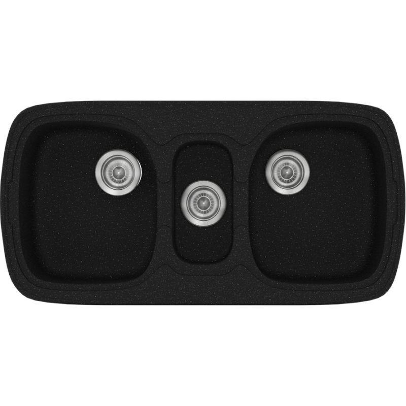 Νεροχύτης Κουζίνας Συνθετικός 97x51cm Ένθετος σε ερμάριο 100cm τρεις γούρνες Sanitec Classic 303-22-Metallic-Space 