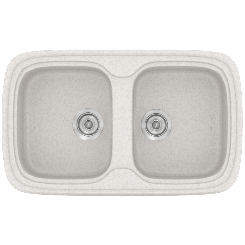 Νεροχύτης Κουζίνας Συνθετικός 82*50 εκ.2 Γούρνες Metallic Ice Ένθετος Eρμάριο 80 εκ.Sanitec Premium 312-14