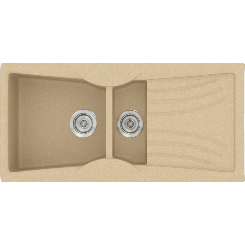 Νεροχύτης Κουζίνας Συνθετικός 104x51cm Ένθετος Eρμάριο 70cm Sanitec Classic 329-45-Granite-Cappuccino