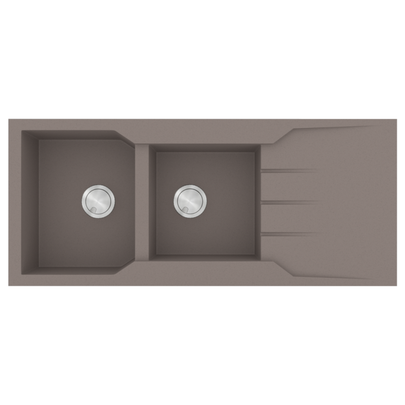 Νεροχύτης Κουζίνας 116x50cm Ένθετος Eρμάριο 80cm Δύο Γούρνες & Πoδιά Sanitec Ultra Granite 801-34-Sienna