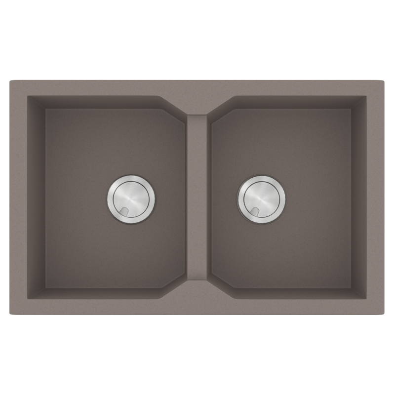 Νεροχύτης Κουζίνας Γρανίτης 79*50 εκ. Ένθετος ερμάριο 80 εκ. Χρώμα Sienna δύο γούρνες Sanitec 806