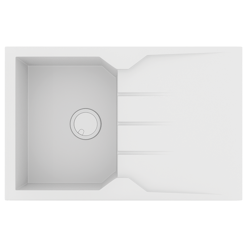 Νεροχύτης Κουζίνας Γρανίτης 79*50 εκ. μία γούρνα & Ποδιά Ένθετος ερμάριο 40 εκ. Χρώμα Λευκό Sanitec Ultra Granite 807