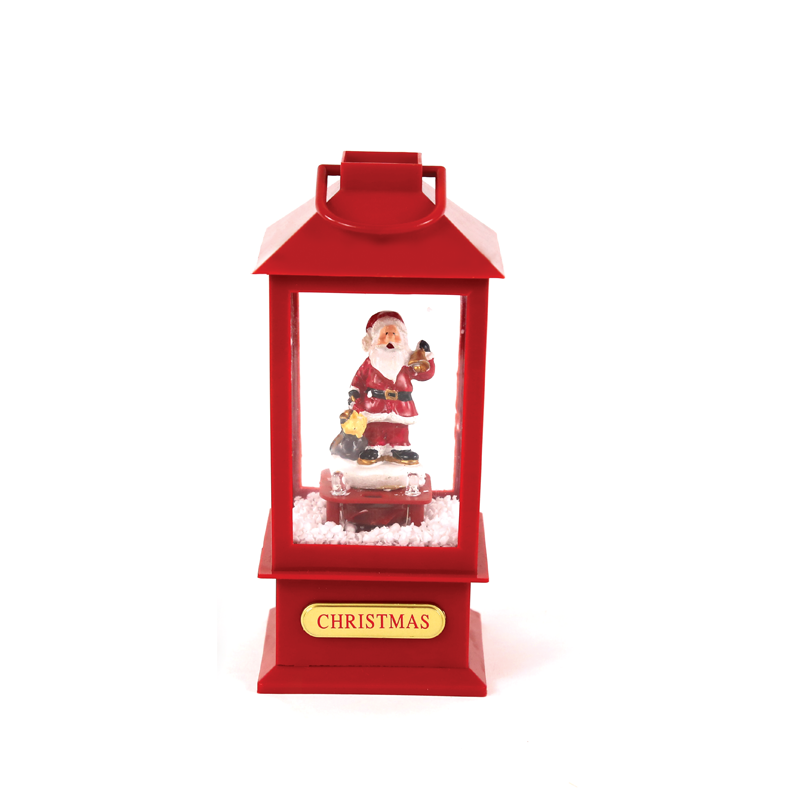 "PLASTIC SNOWY MUSIC SANTA LANTERN", 2 MINI LED ΛΑΜΠΑΚ. WW, ΜΠΑΤ. (3ΑAΑ),IP20, 10Χ10Χ20CM ACA X0721106B