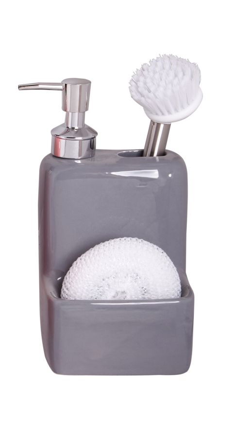 Κεραμικό dispenser κουζίνας με βουρτσάκι σε γκρι χρώμα Διάσταση: 11x10x21cm DF-872 Etoile DF-872