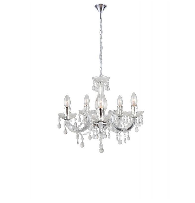 Φωτιστικό Κρεμαστό Πολυέλαιος Πεντάφωτο Ø44εκ. Διάφανο Ακρυλικό Faneurope Houston S5TR 8031440356121