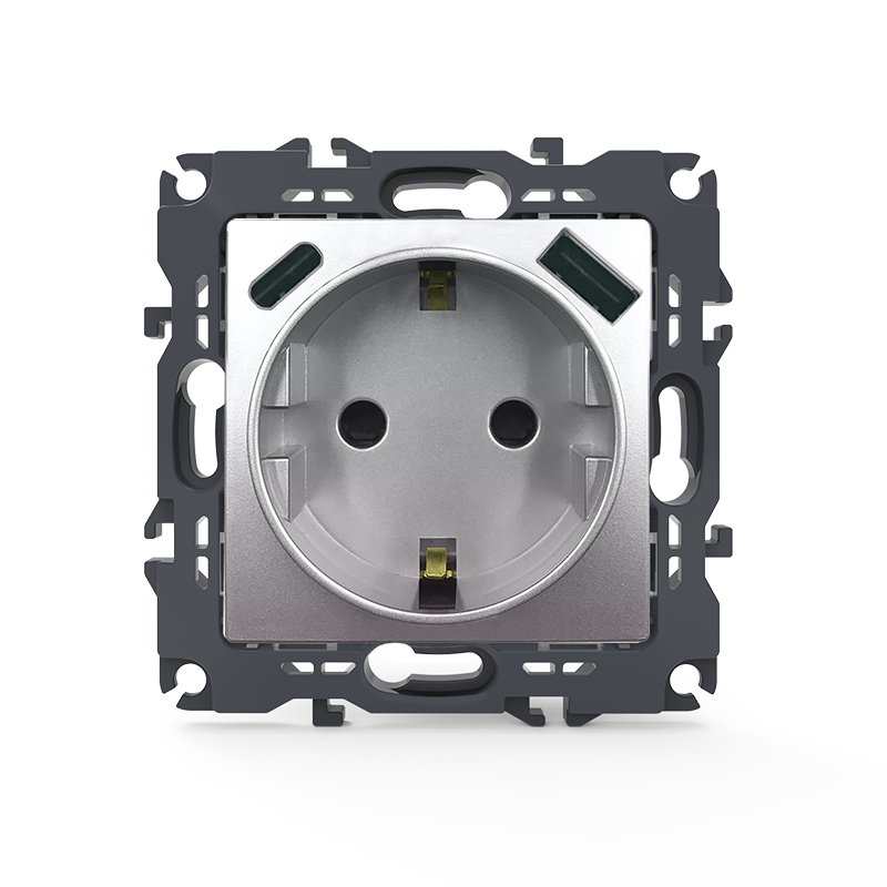 PRIME ΠΡΙΖΑ ΣΟΥΚΟ ΑΣΦΑΛΕΙΑΣ 1x2P+E 16A 250VAC & 2*USB (TYPE A+C)  5VDC 3A IP20 ΑΛΟΥΜΙΝΙΟ ACA 1000116403