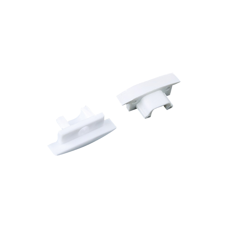 SET OF WHITE PLASTIC END CAPS FOR P108, 1PC WITH HOLE & 1PC WITHOUT HOLE  ACA EP108