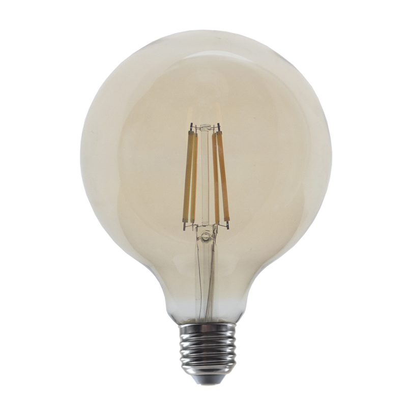 LED FILAMENT E27 DIM G125 AMBER 10W 2700K 230V AC 1160LM RA80 ACA PALA12510WWDIMAM