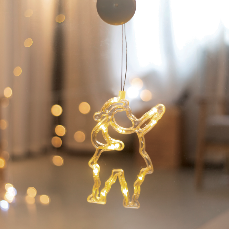 "WINDOW PLASTIC SANTA" 10 LED ΛΑΜΠΑΚΙΑ  WW ΜΠΑΤ. (3ΧΑΑΑ) IP20 13X20.5CM ACA X04151105