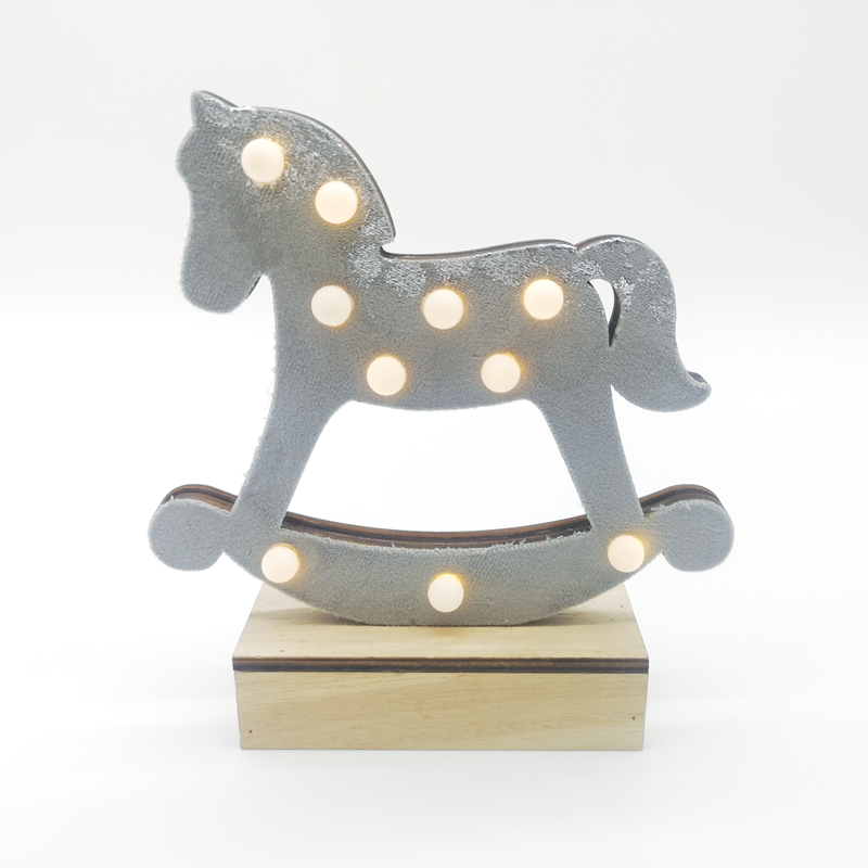 "WOODEN GREY HORSE", 10 MINI LED ΛΑΜΠ. ΜΠΑΤ. (2xAA), WW,IP20, 17X4.5X16CM ACA X061011239