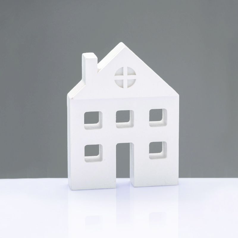 WOODEN DECORATIVE WHITE HOUSE  ΜΟΤΙΦ 10,5*2*8cm ACA X061069