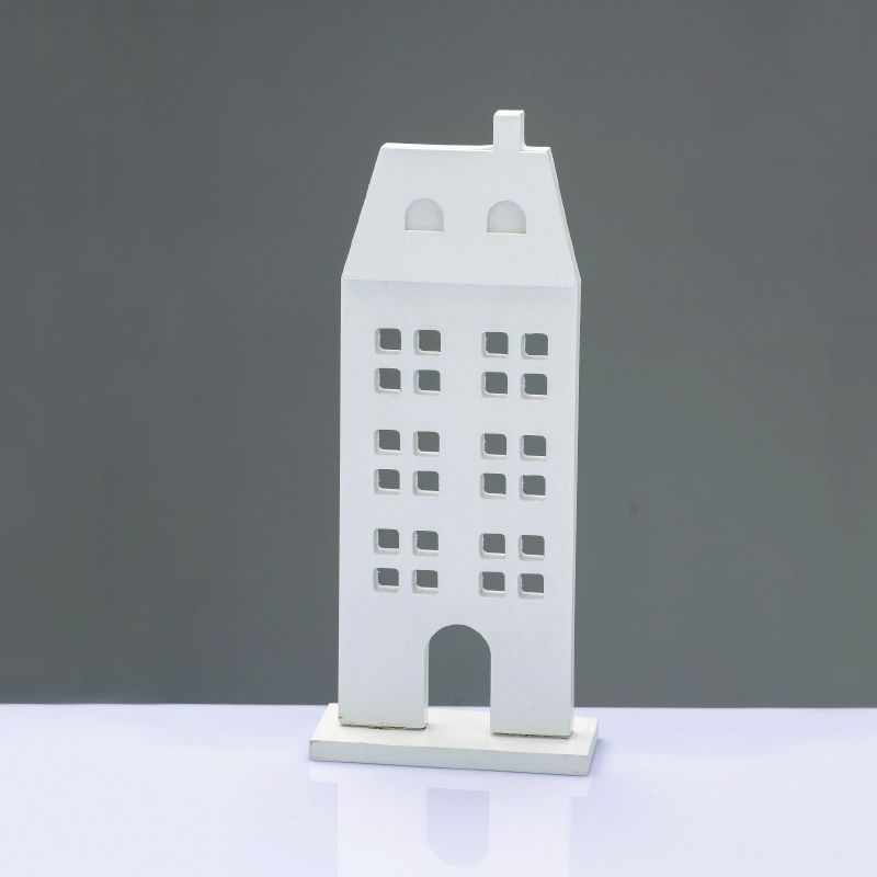 WOODEN DECORATIVE WHITE HOUSE  ΜΟΤΙΦ 11.5*5*27,5cm ACA X062768