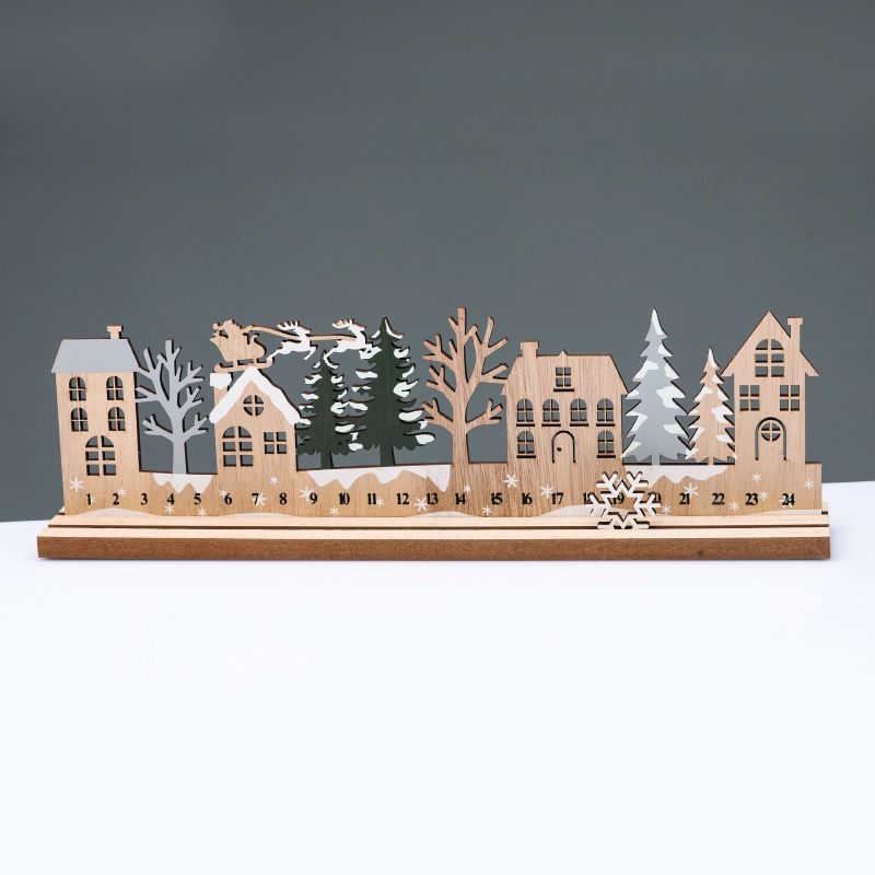 WOODEN XMAS COUNTDOWN WITH TREES ΔΙΑΚΟΣΜΗΤΙΚΟ ΜΟΤΙΦ 33x5x10cm ACA X063362