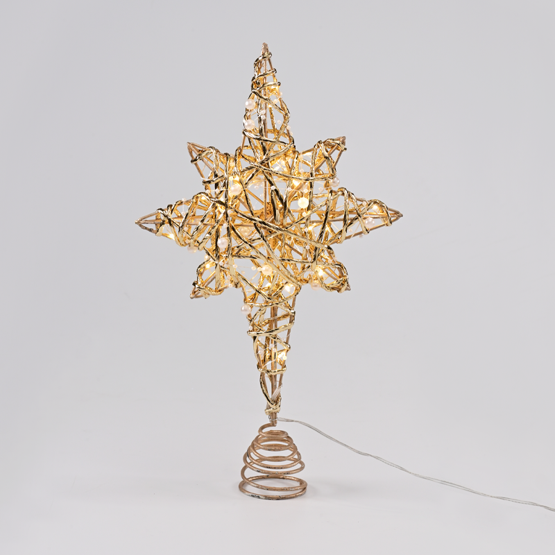 "GOLD & WHITE BEAD STAR " 20 MINI WW LED ΛΑΜΠ. ΜΠΑΤ. 3ΧΑΑ,IP20 37x5x20cm ACA X11201129