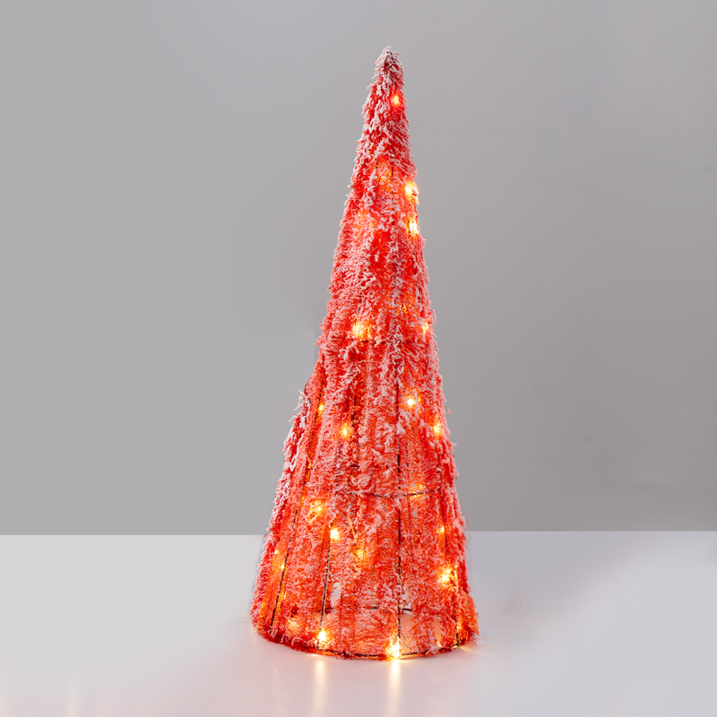 "RED TINSEL CONE TREE" 20 MINI WW LED ΛΑΜΠ. ΜΠΑΤ. 3ΧΑΑ,IP20 Φ18.5X50cm ACA X112011331